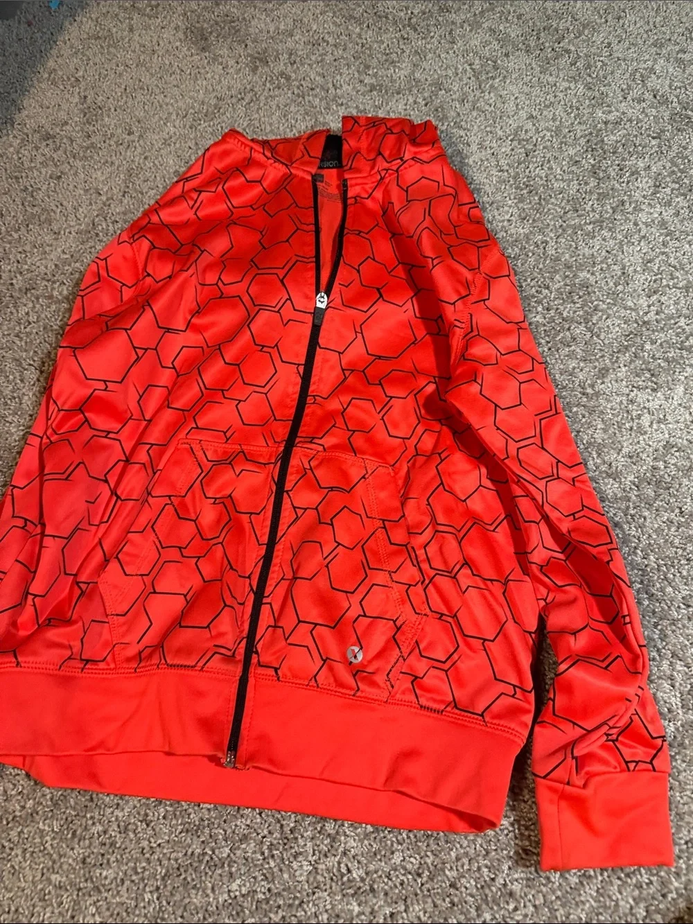 Boys Red Geometric Print Skirt with Center Zip
